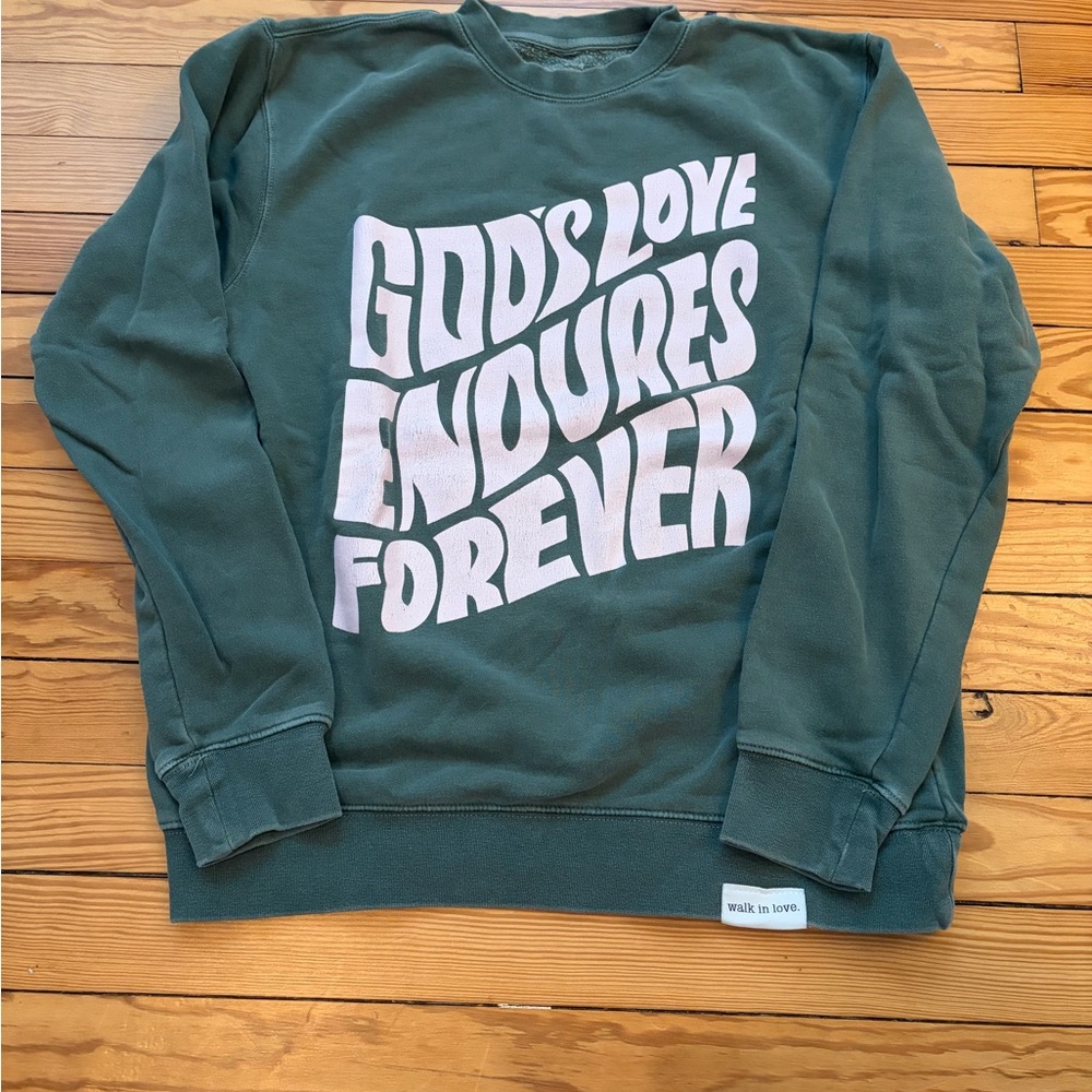 Green Sweatshirt with pink font